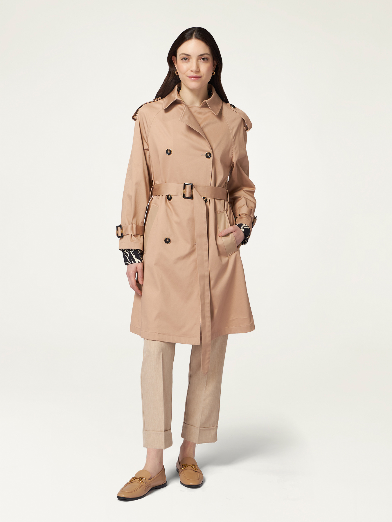 Trench doppiopetto in cotone image number 3