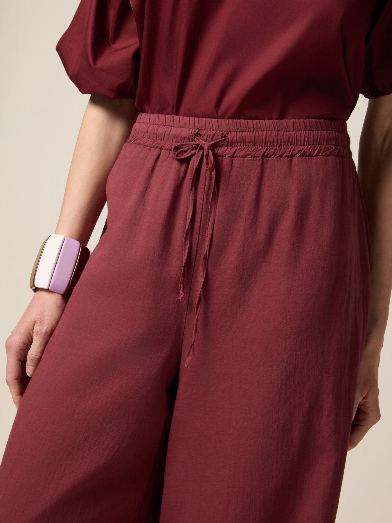 Pantaloni palazzo in mussola di cotone image number 2