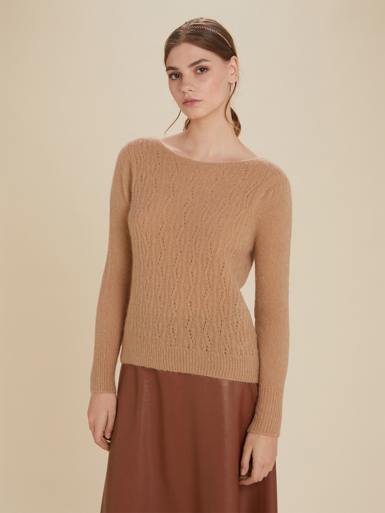 Maglia misto mohair con losanghe image number 1