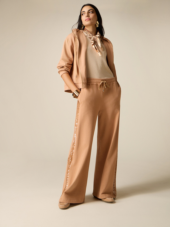 Palazzo pants in sweatshirt fabric with sequins