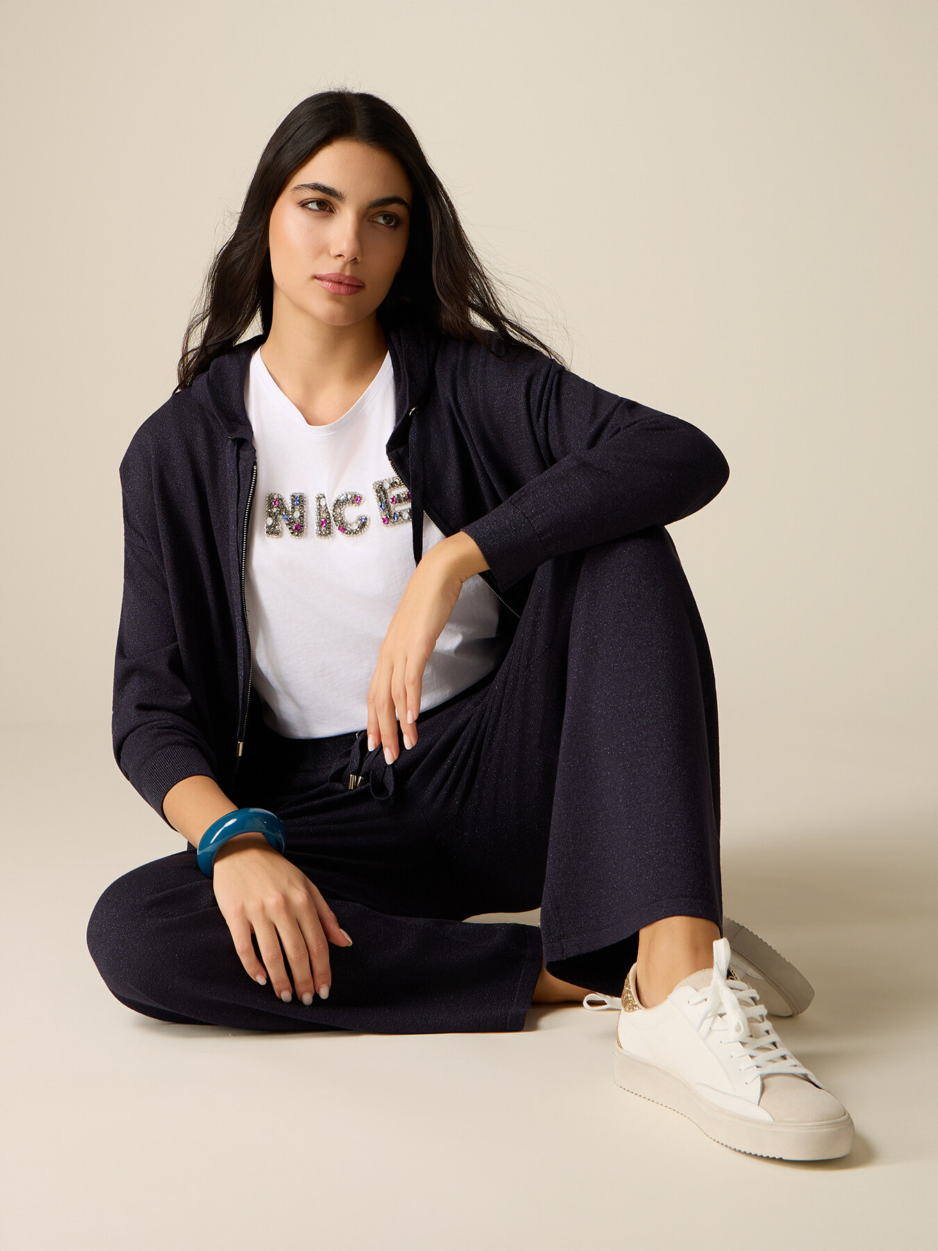 Joggers in maglia lurex image number 0