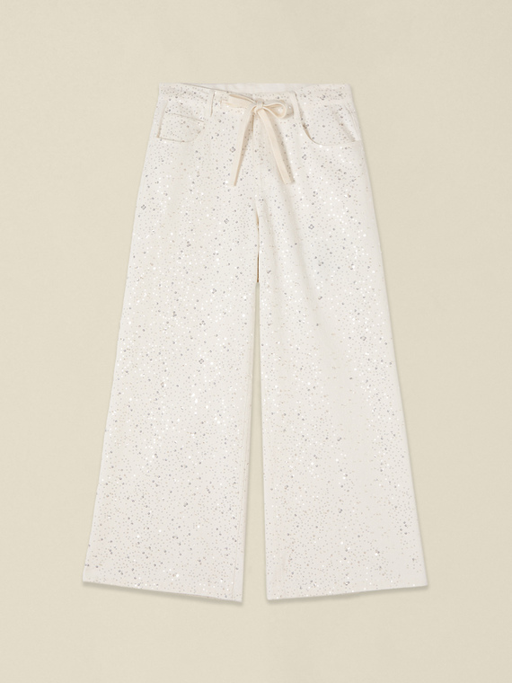 Pantaloni palazzo cu paiete