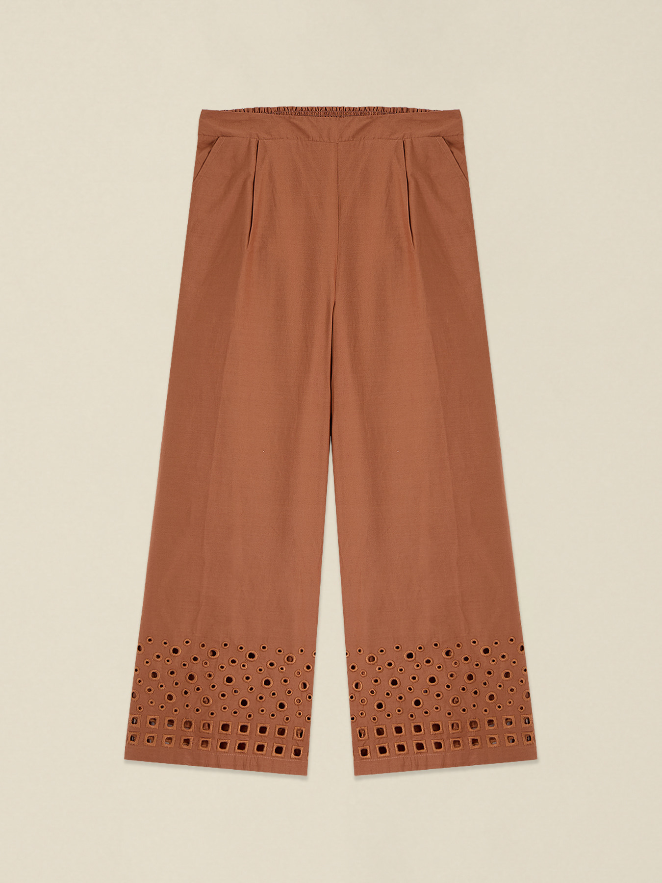 Pantaloni cropped cu broderie pe tiv image number 0