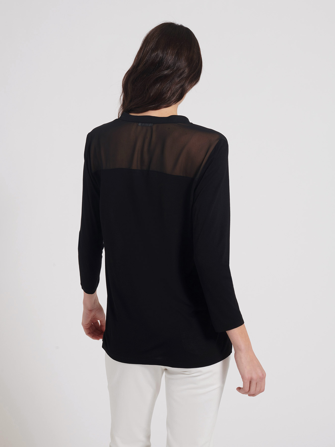 T-shirt bimaterica con strass image number 2