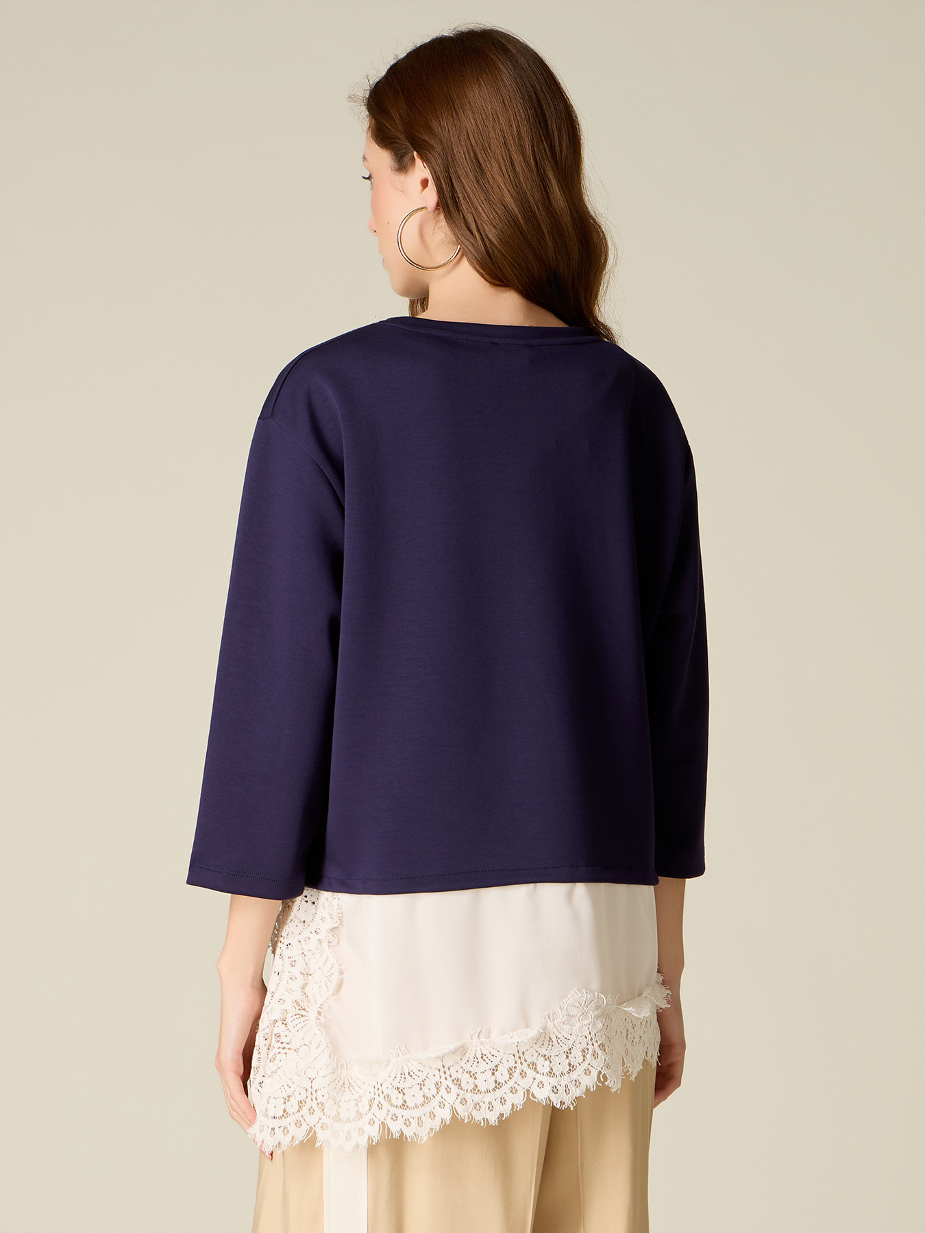 Scuba sweatshirt with lace insert image number 1