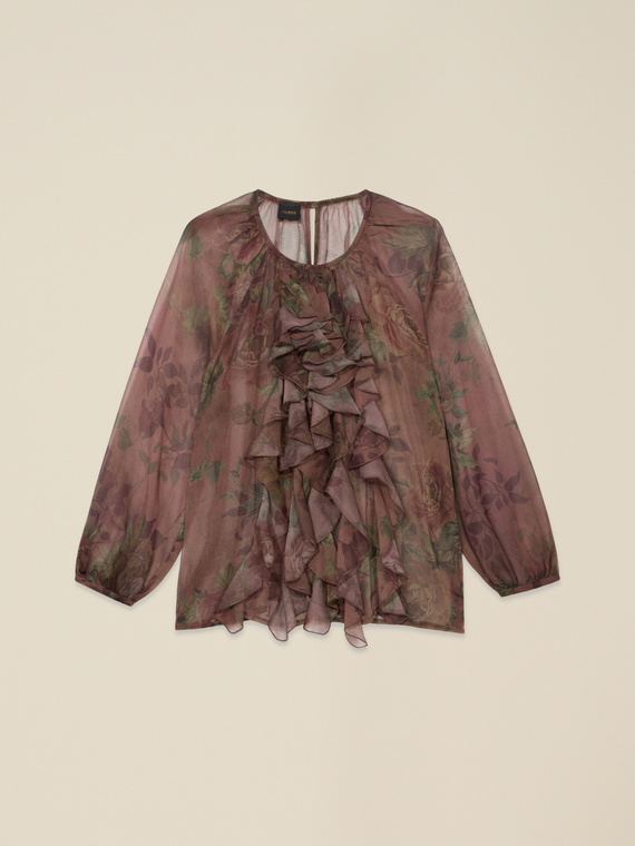 Bluse mit Fantasiemuster und Volants