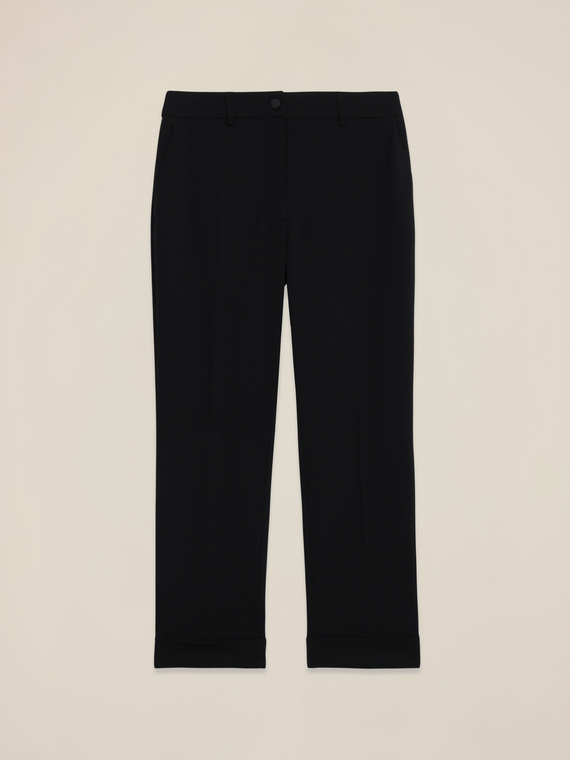 Pantaloni cropped din țesătură crepe