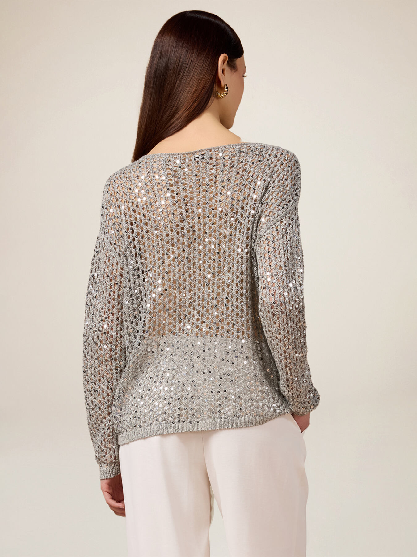 Maglia traforata con paillettes image number 1