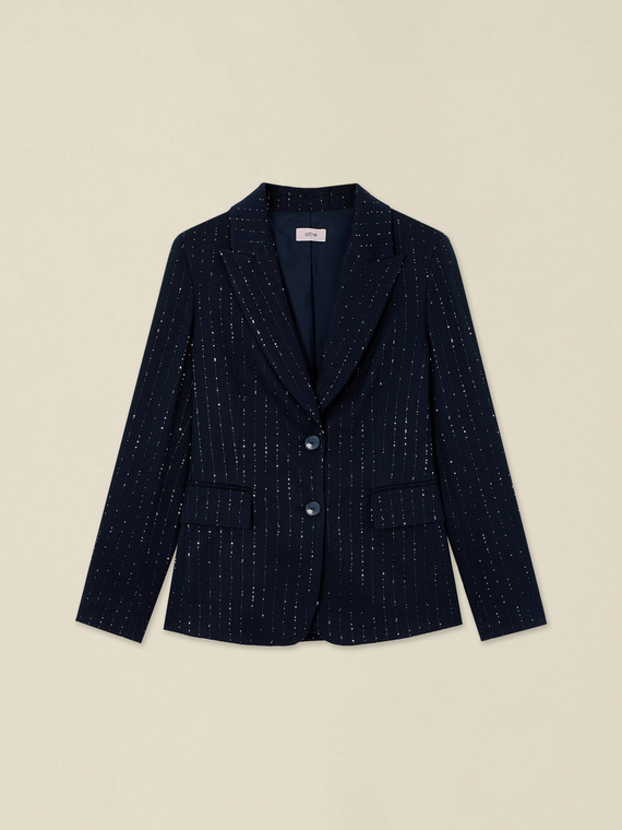 Flannel blazer with micro crystals