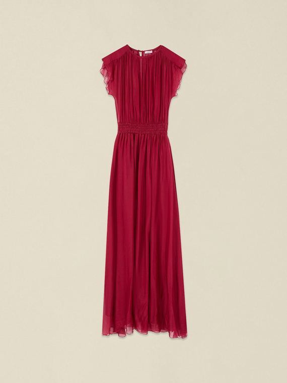 Langes Kleid aus Seiden-Voile-Mix