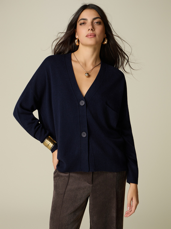 Cardigan en pure laine avec col en V