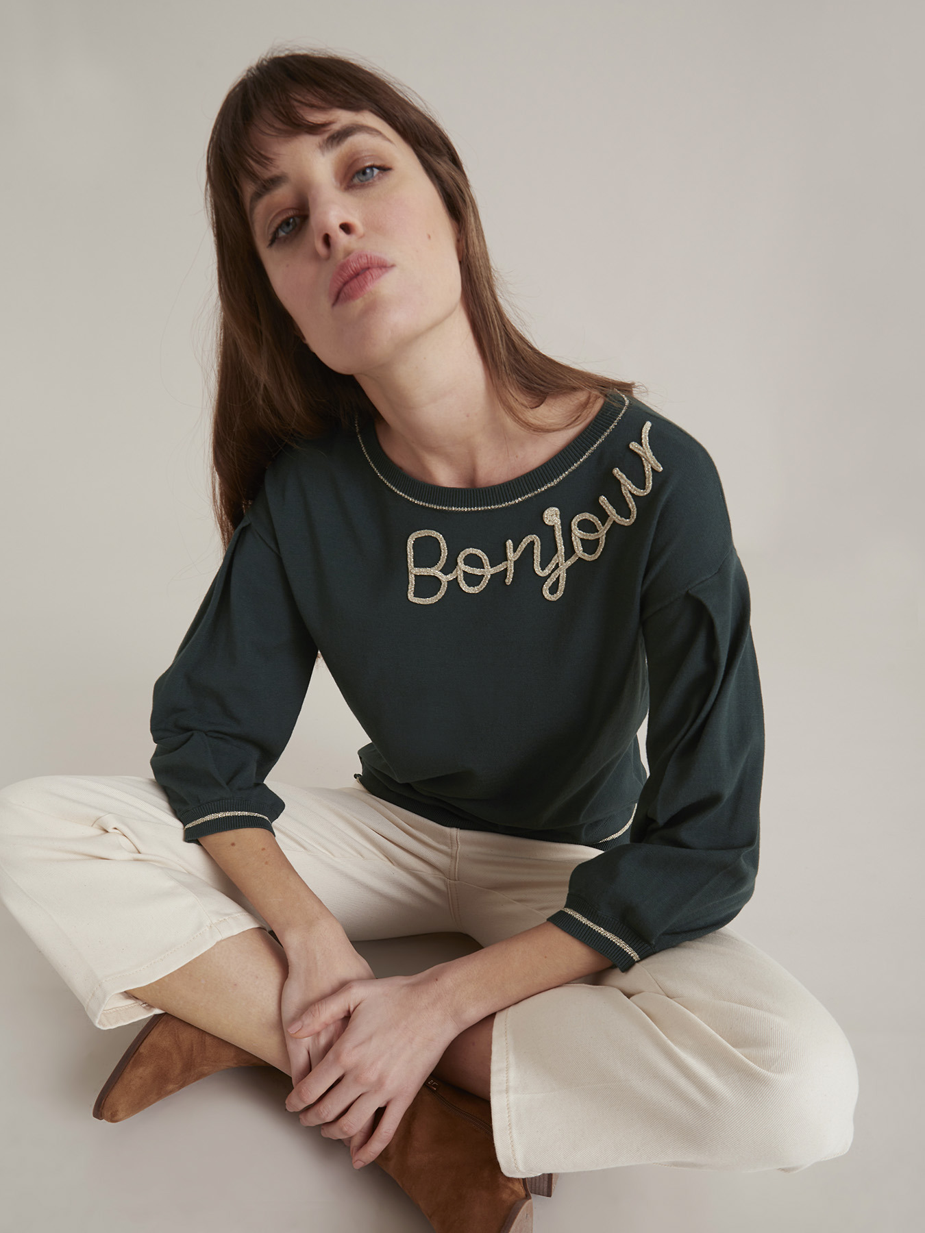 Sweater with lettering embroidery image number 0