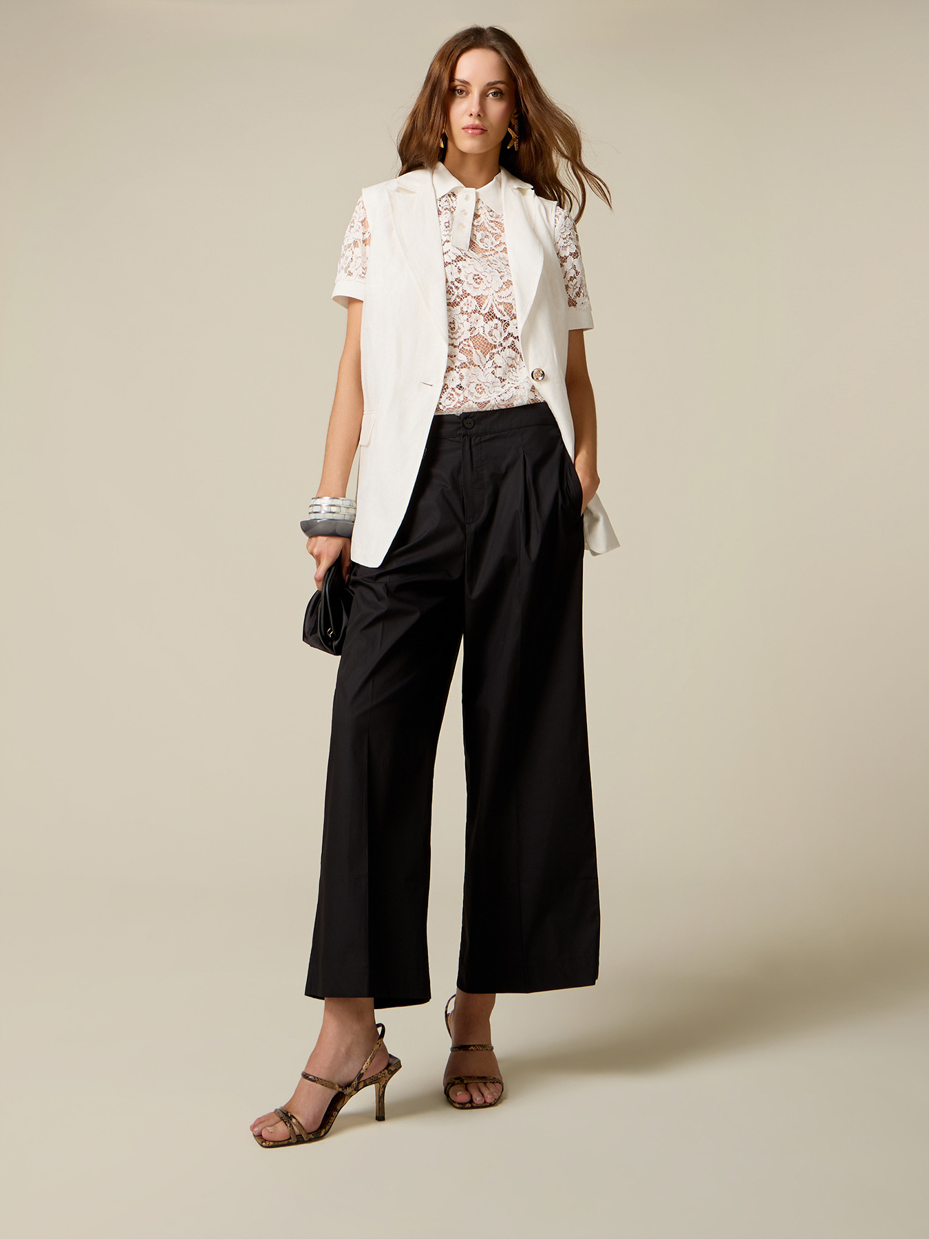 Palazzo pants in poplin image number 0