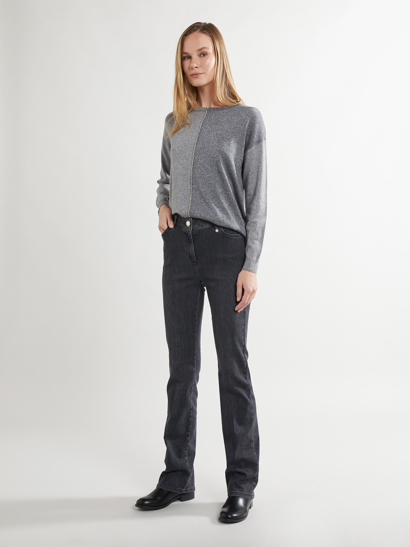 Jeans regular Milano con ricamo image number 0