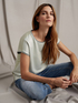 Dual-fabric T-shirt with lurex trims image number 0