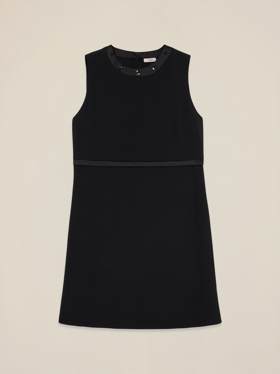 Sheath dress in enver satin with jewel detail