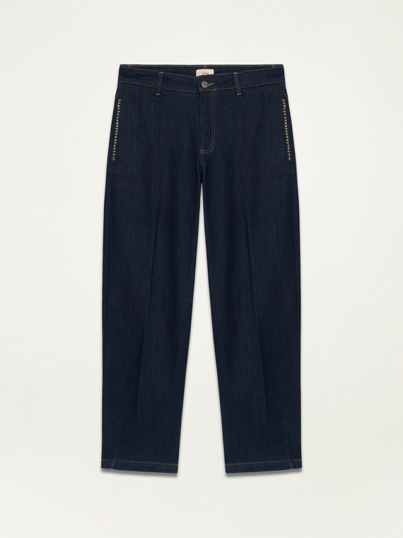 Boyfit-Jeans, rinsed, mit Strassdetail