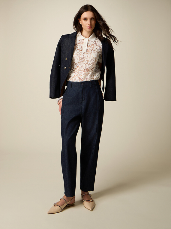 Jean baggy avec broderie en paillettes