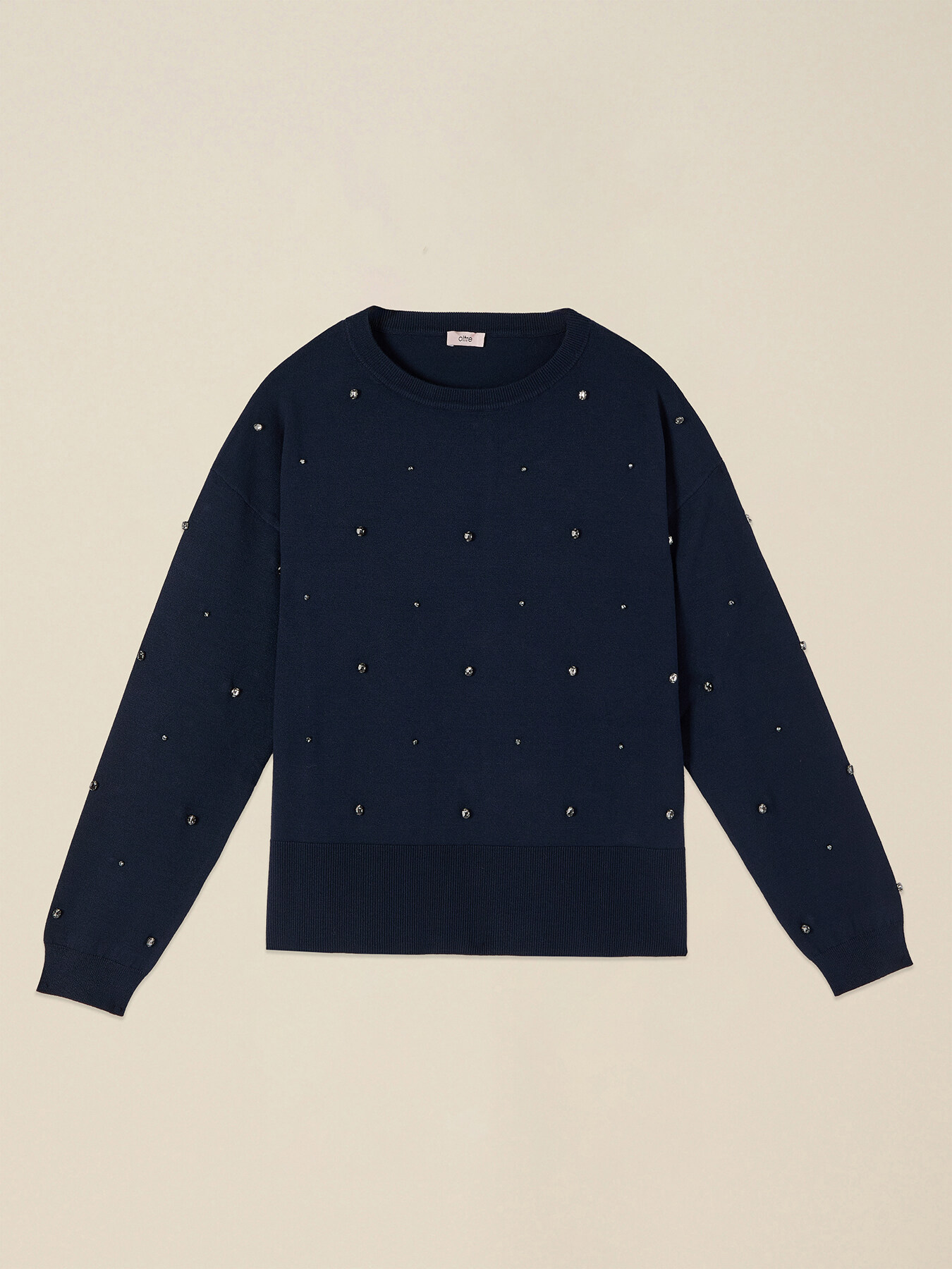 Viscose blend sweater with crystals image number 2