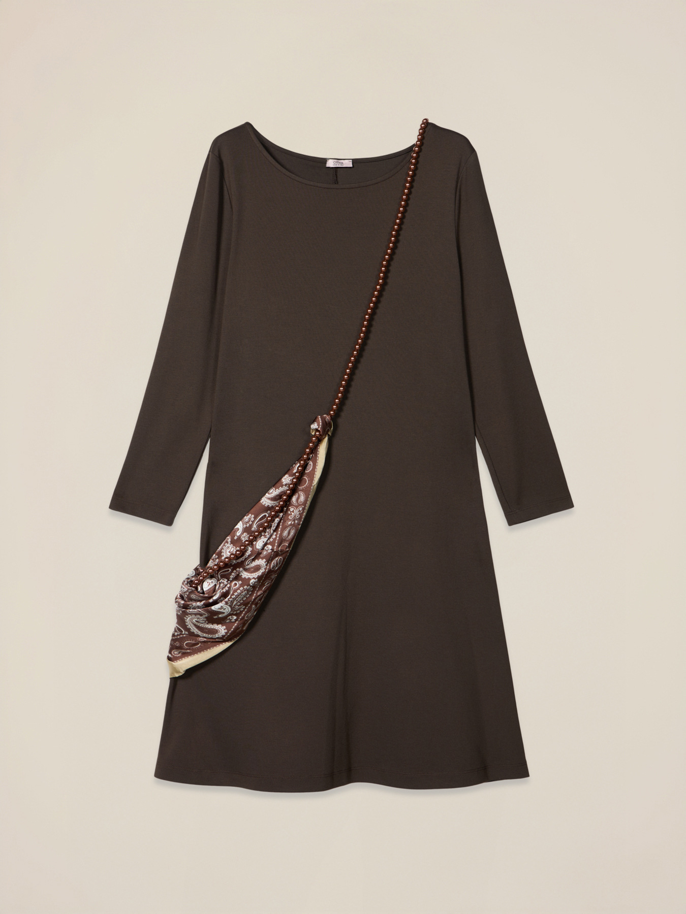 Flared dress with scarf detail image number 3