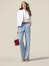 Jeans a palazzo con castoni image number 0
