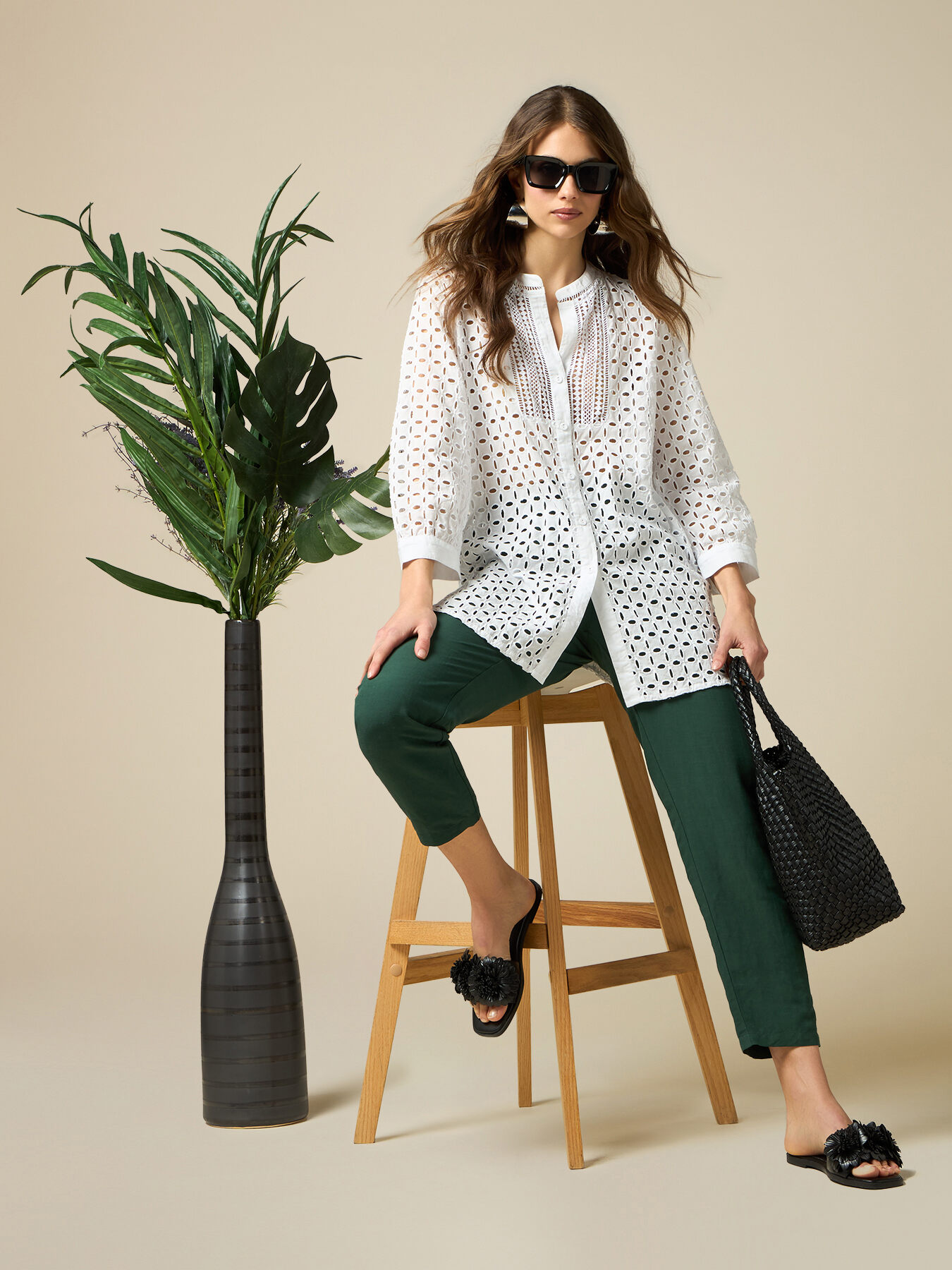 Linen blend trousers image number 0