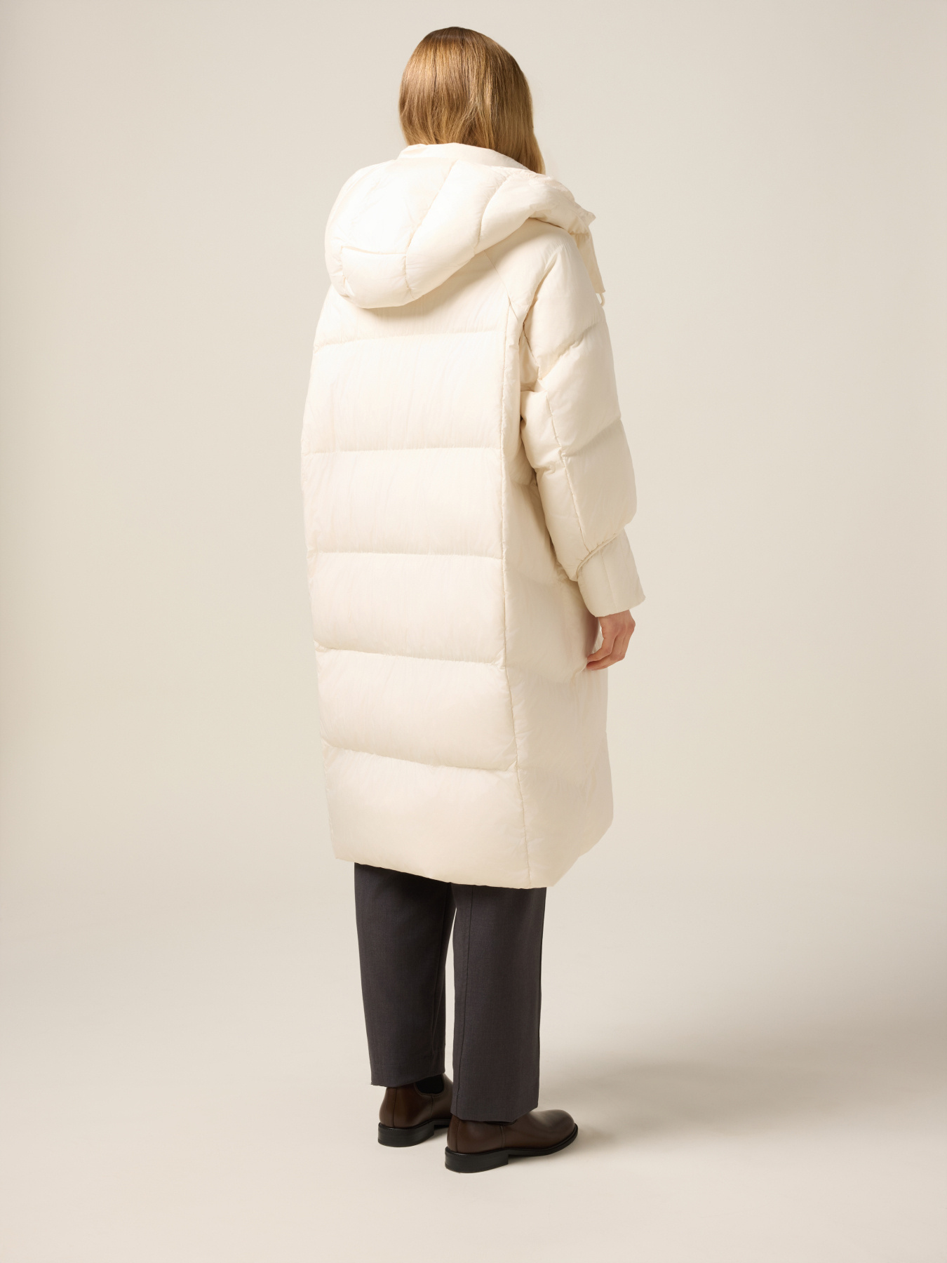 Long down jacket in real down image number 1