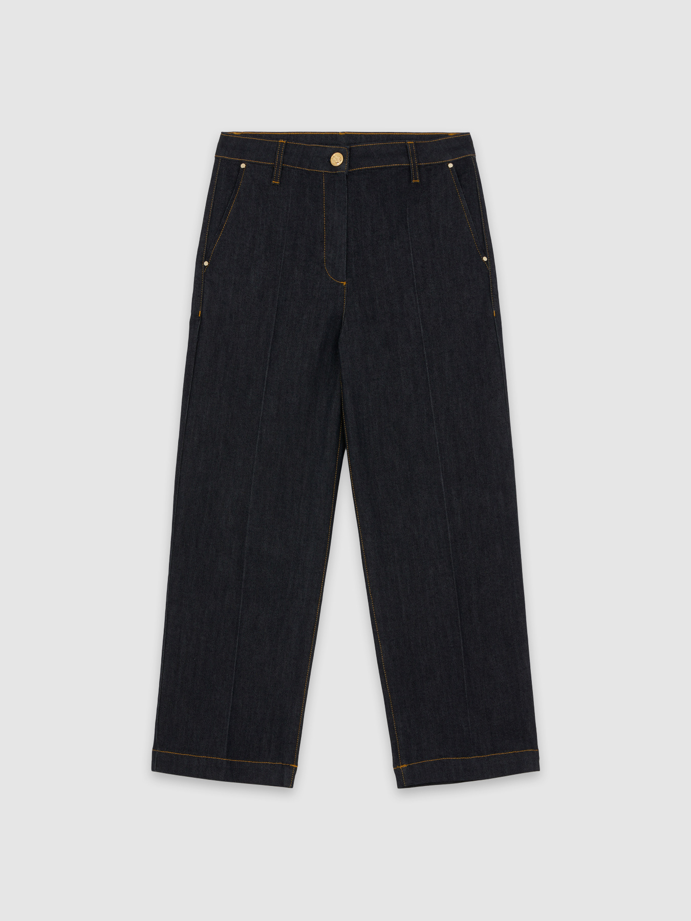 Vaqueros corte zanahoria con botones azul marino image number 3