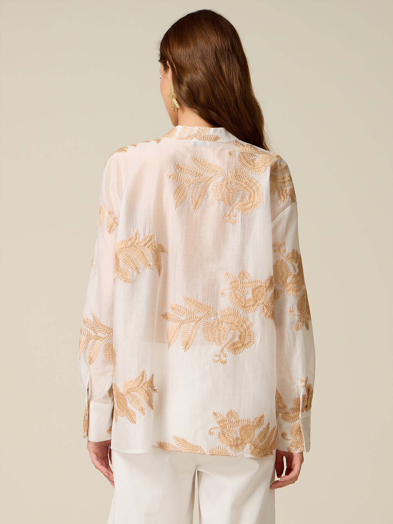 Lyocell blend shirt with embroidery image number 1
