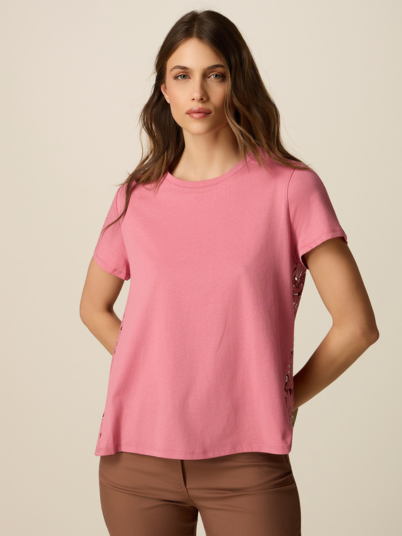 T-shirt con parte dietro in pizzo
