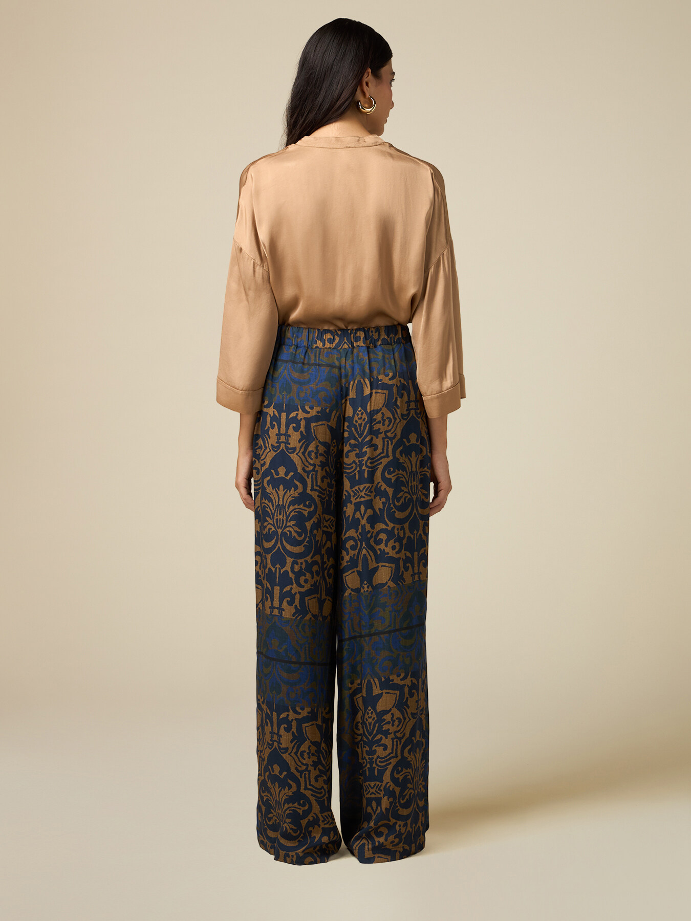 Pantalon large en viscose fantaisie image number 1