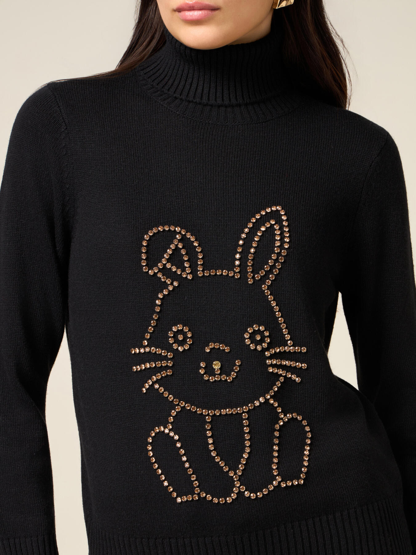 Dolcevita misto cashmere con cristalli image number 2