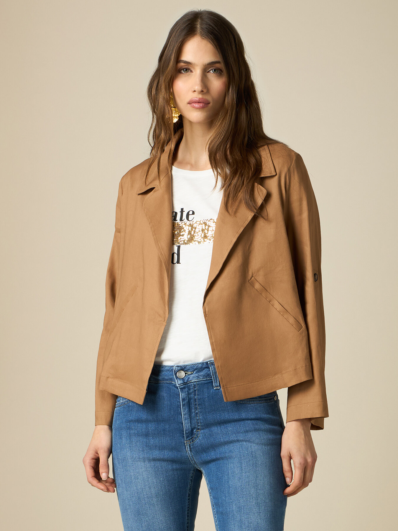 Giacca corta misto lino image number 0