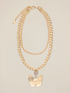 Collier en m&eacute;tal avec pendentif papillon image number 1