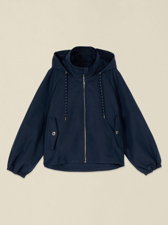 Mixed cotton parka jacket with hood