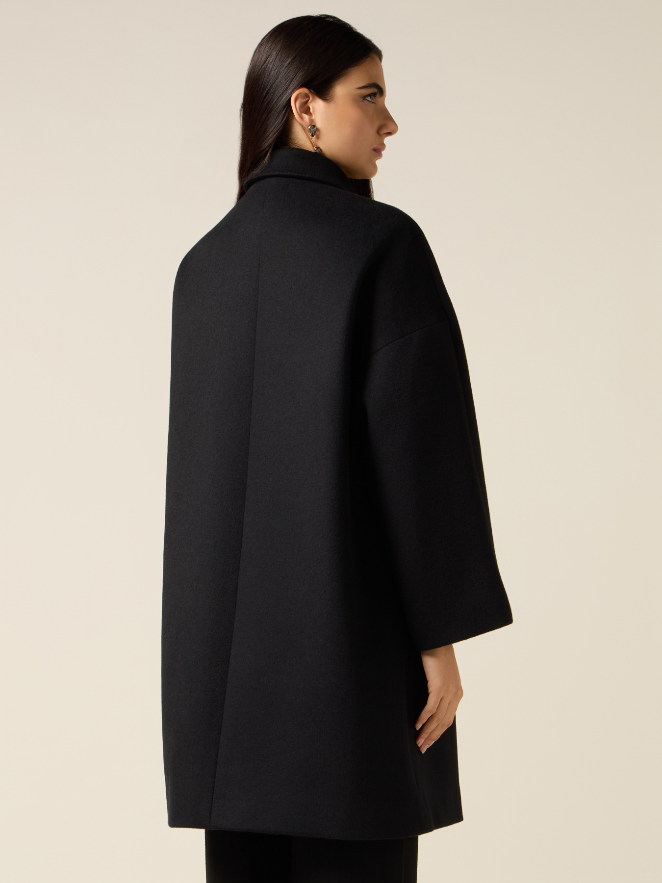 Manteau en laine m&eacute;lang&eacute;e avec col bijou image number 1