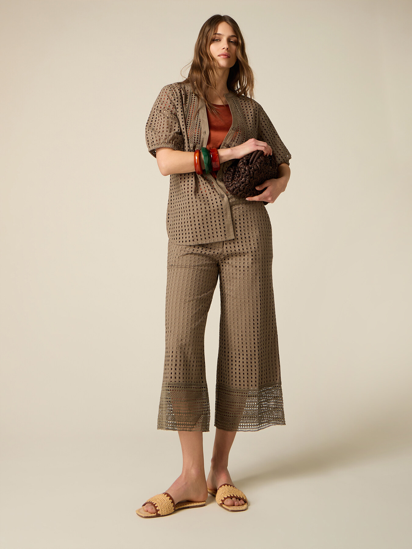 Pantaloni cropped traforati image number 0