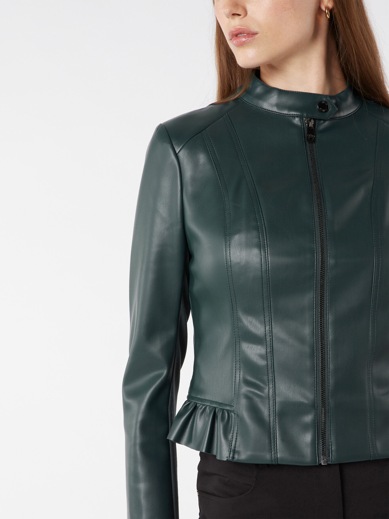 Giacca effetto pelle con volant image number 2