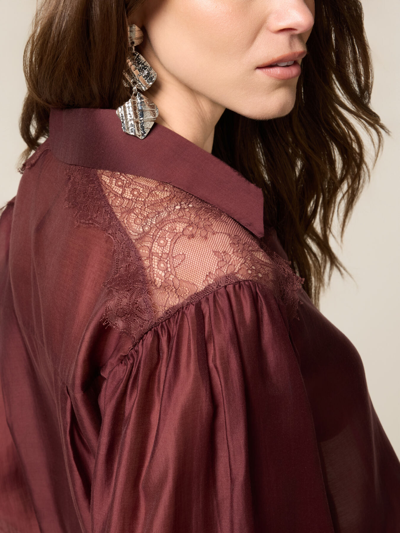 Blouse with lace inserts image number 2