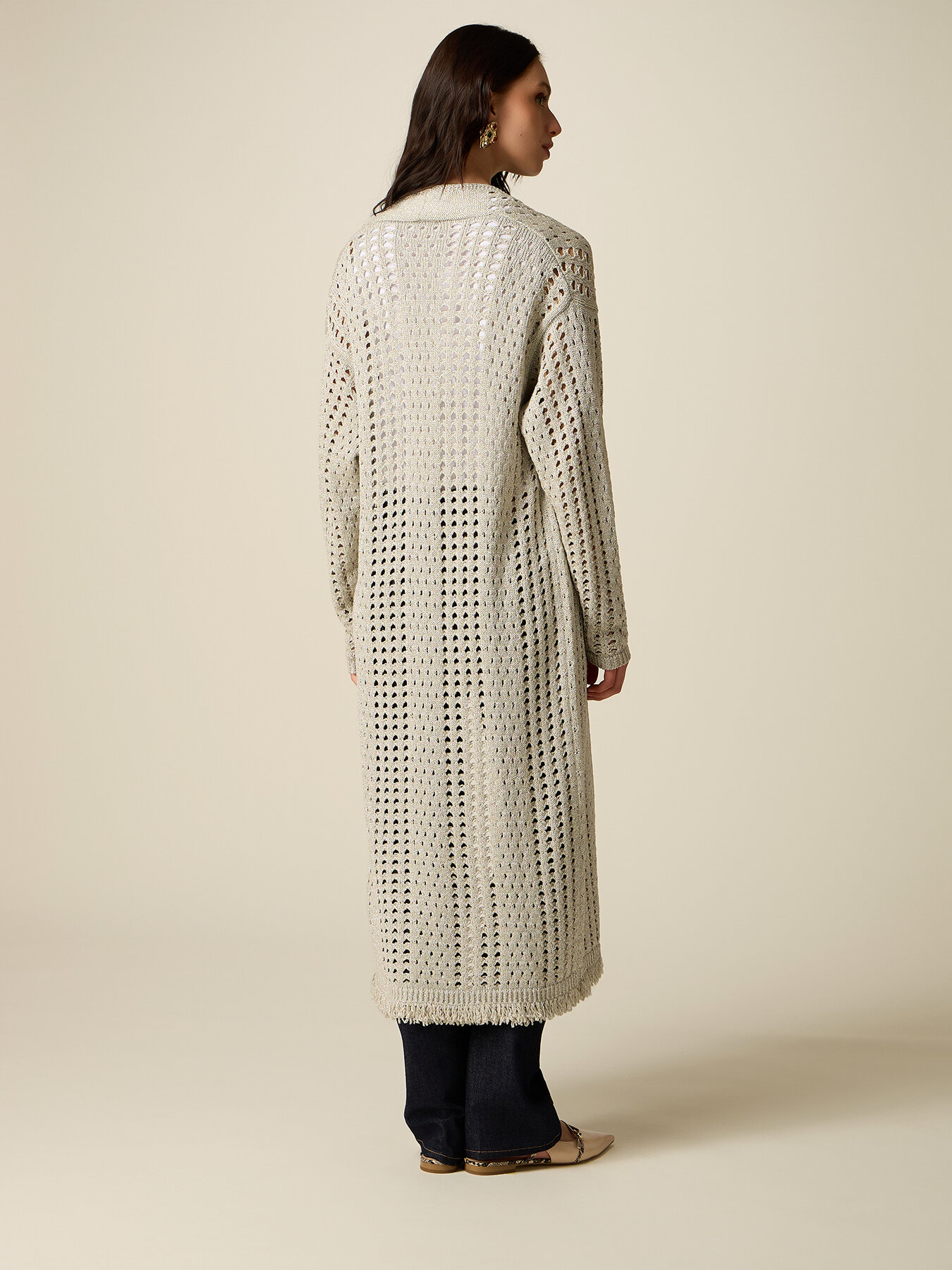 Maxi cardigan lurex ajour&eacute; image number 1