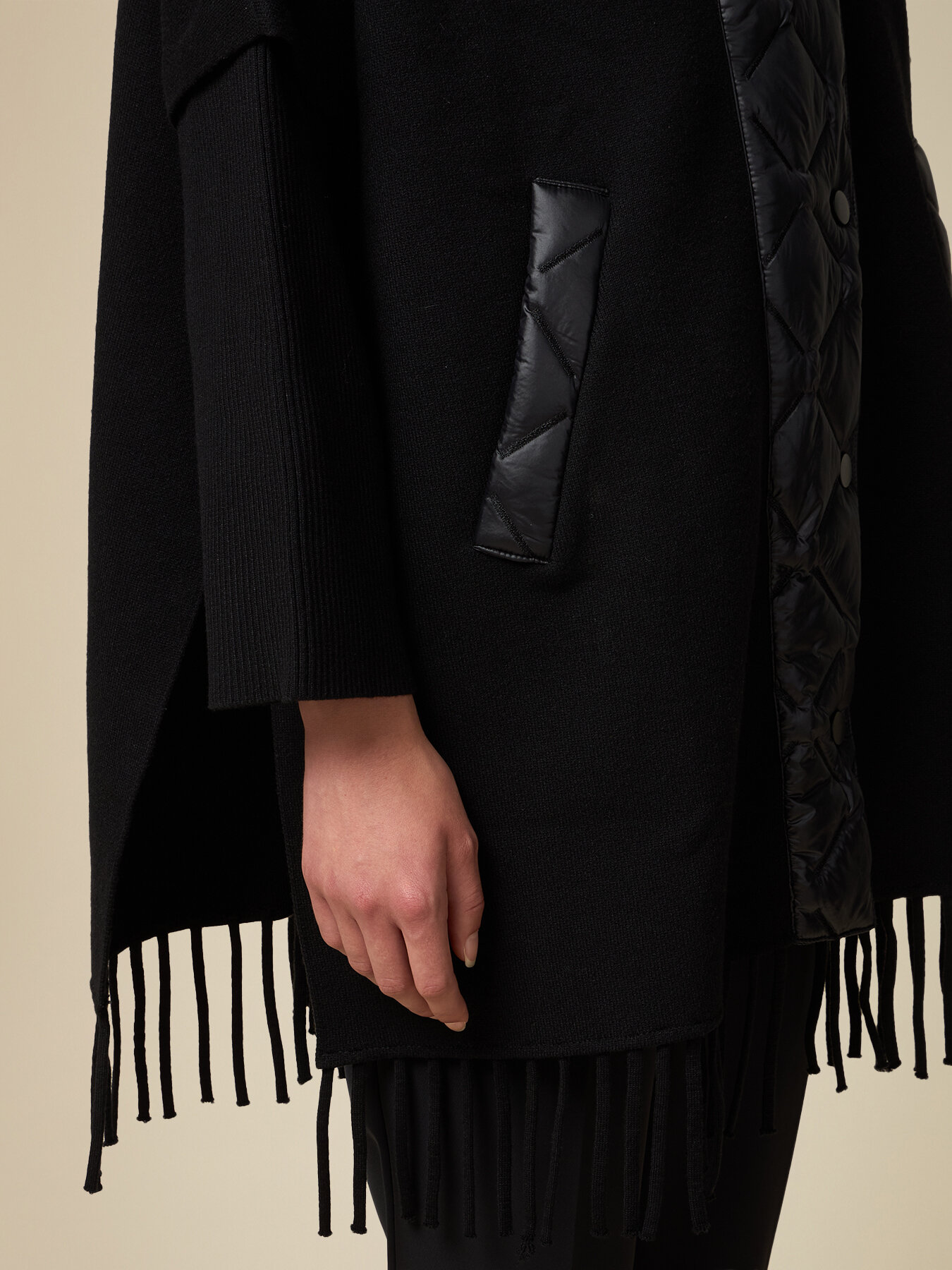Oversized poncho with nylon details image number 2