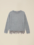 Crew neck sweater with lace trim image number 3