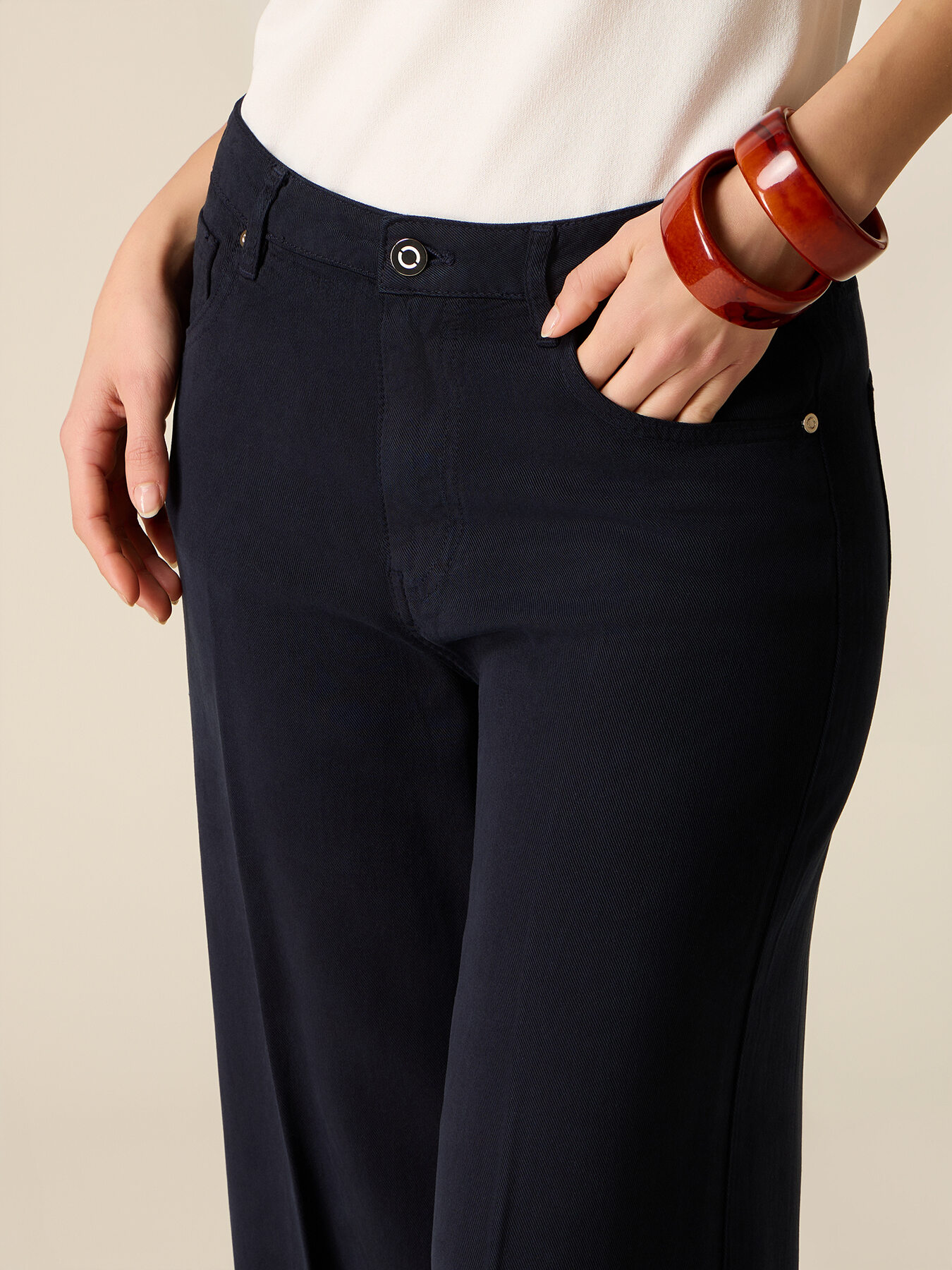 Pantalon palazzo en tencel image number 2