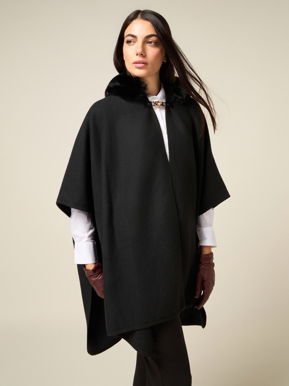 Maxi hooded poncho
