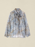Gemusterte Bluse mit Schleife image number 3