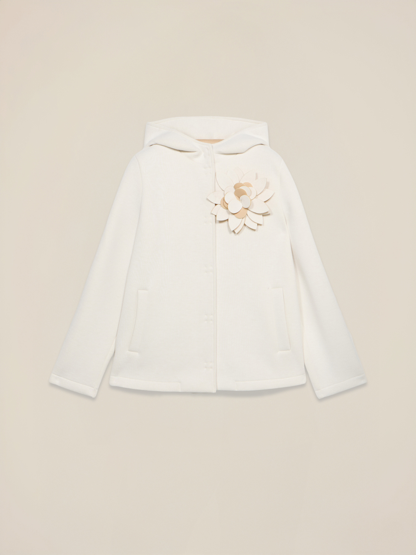 Short coat in scuba fabric with brooch image number 4