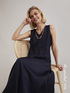Vestito lungo scollo a V in raso image number 0