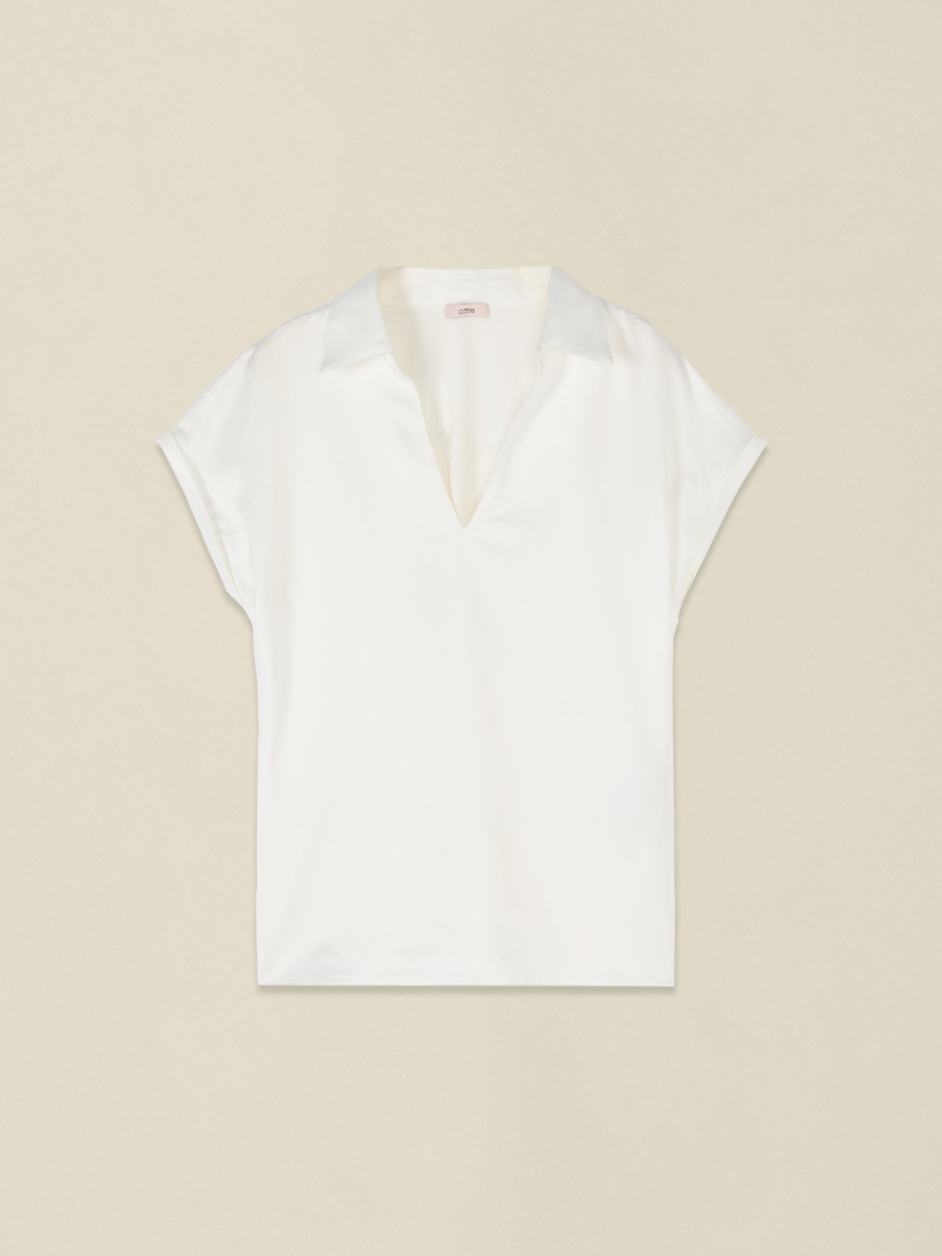 T-shirt bimaterica con scollo a V image number 3