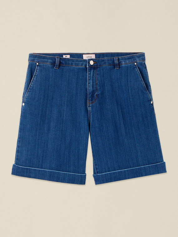 Viscose blend denim shorts