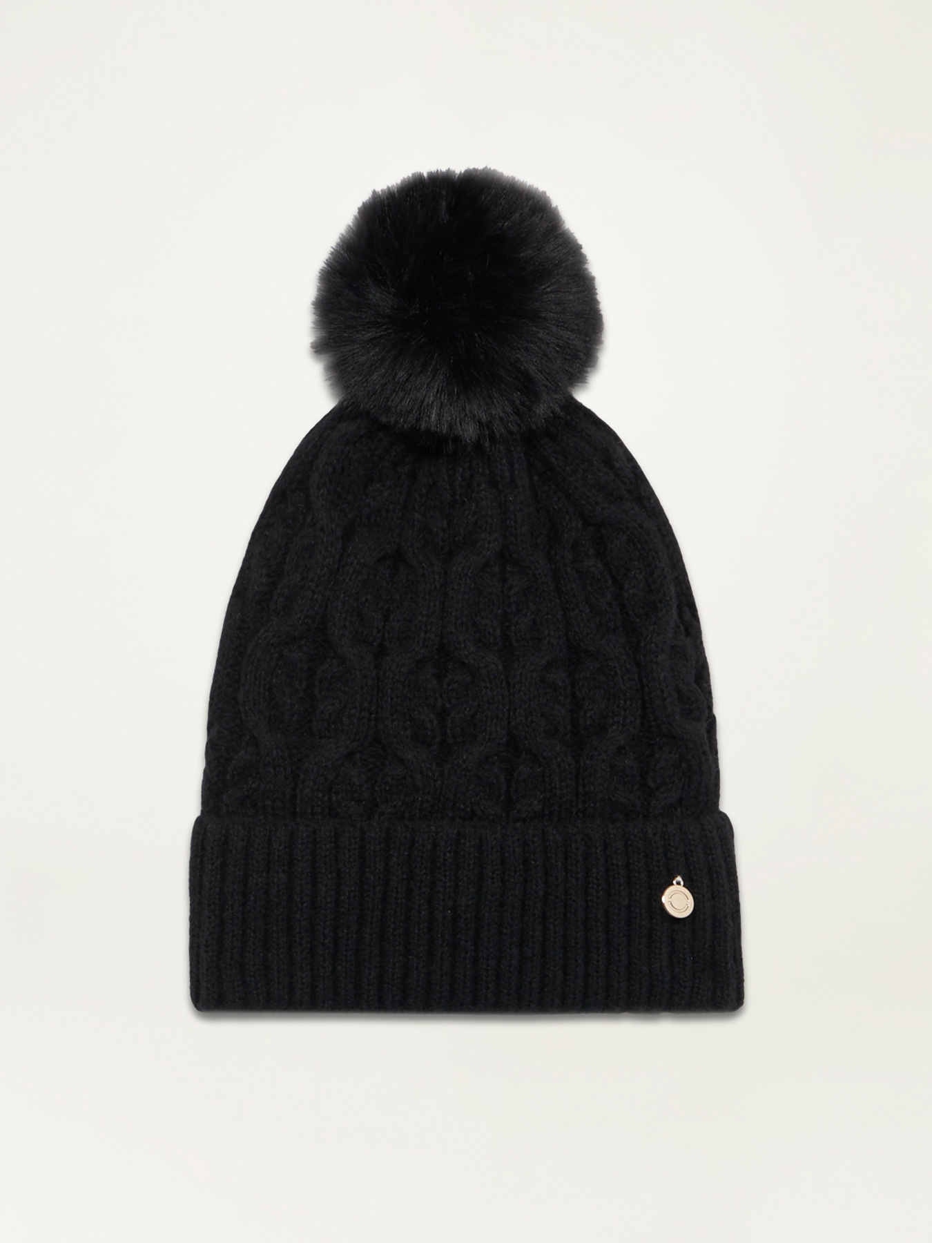 Lined beanie with pompoms image number 1